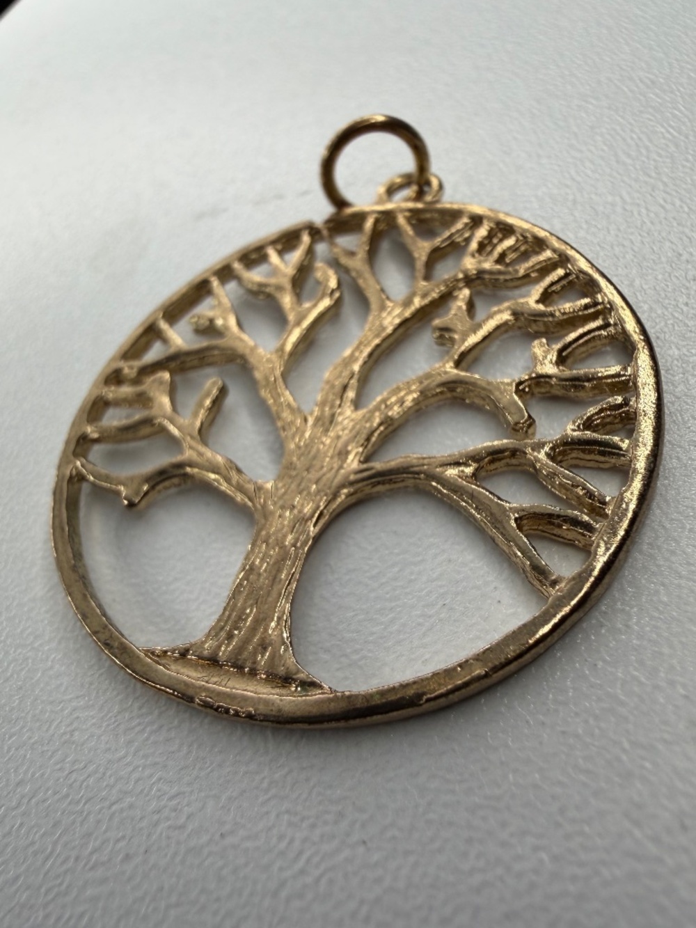 Vintage Gold Tone Tree of Life Charm Pendant 1 ¼" - Picture 6 of 8